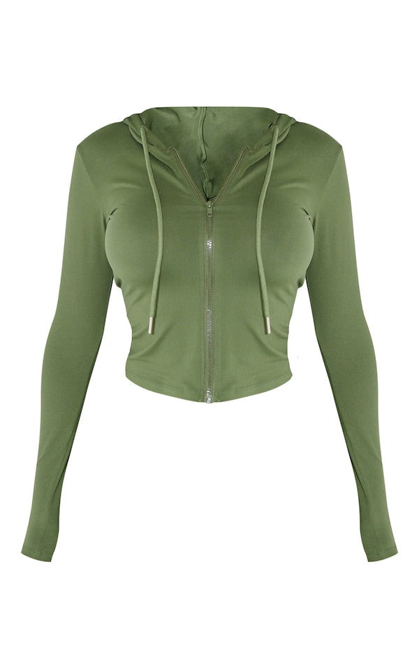 SHAPE HOODIE SCULPT KAKI À ZIP