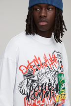 T-Shirt Oversize À Manches Longues Et Imprimé Graffiti