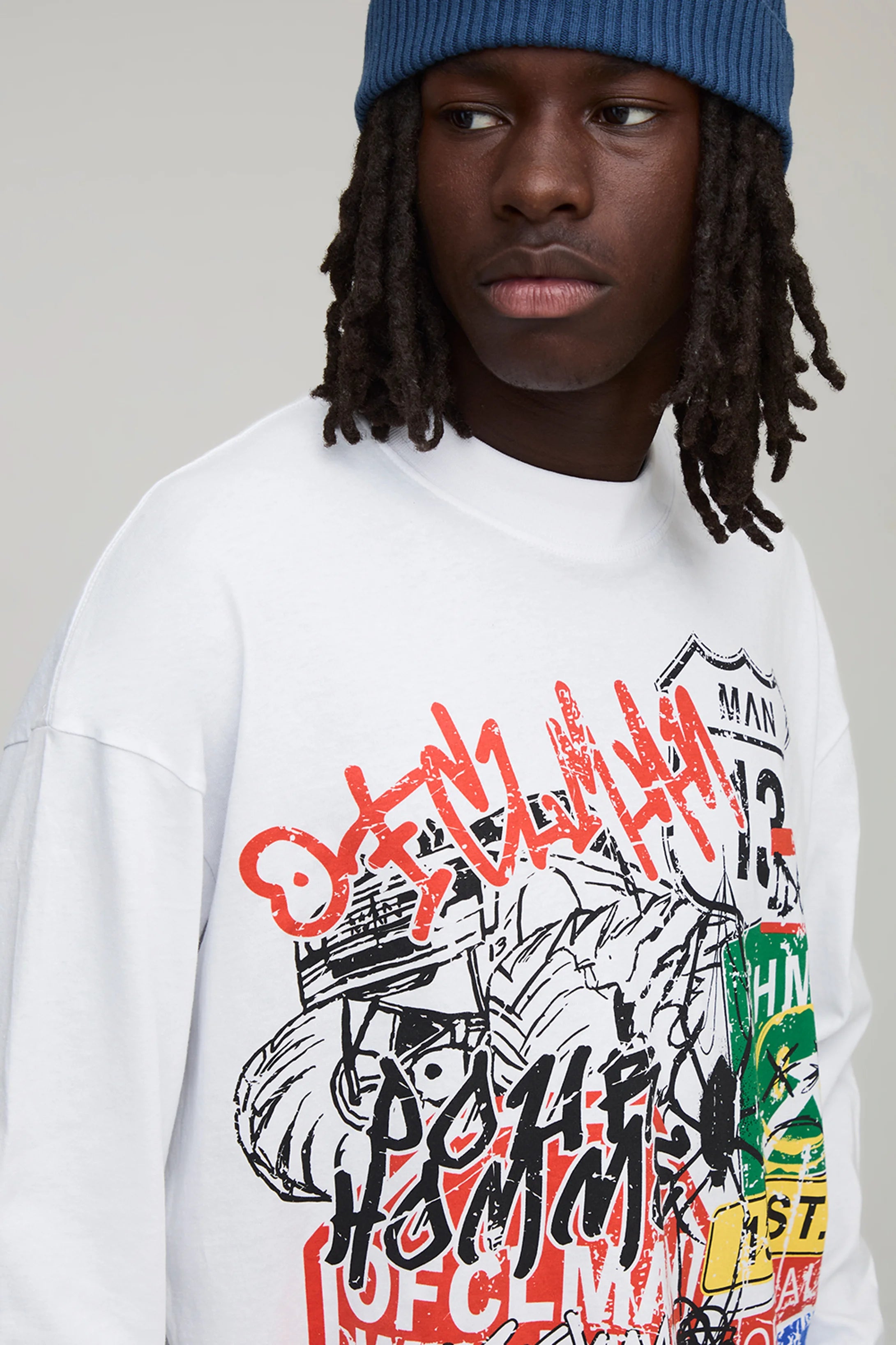 T-Shirt Oversize À Manches Longues Et Imprimé Graffiti