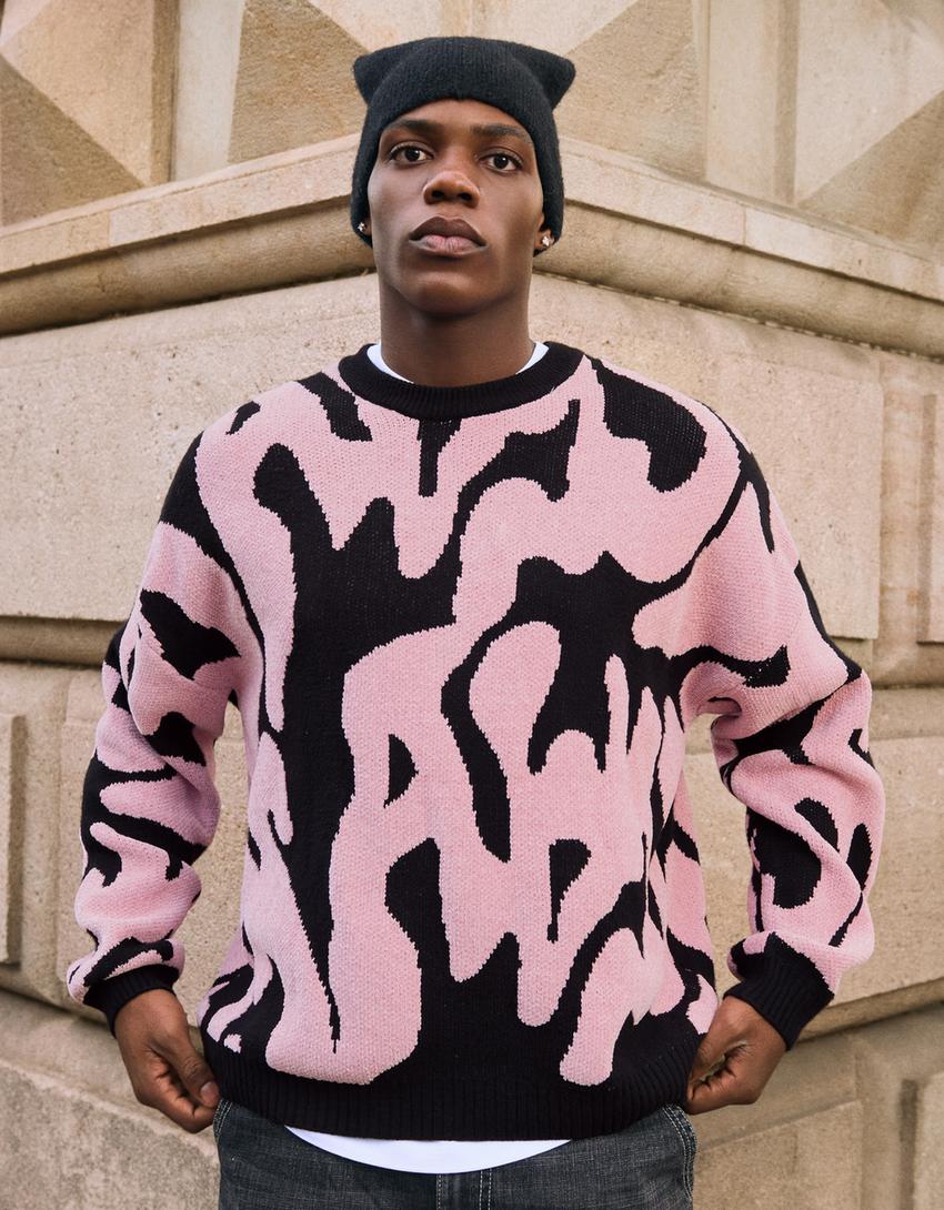 Pull chenille imprimé