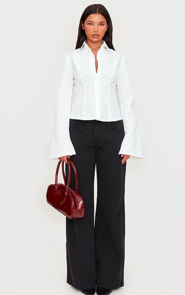CHEMISE CINTRÉE BLANCHE À COUTURES STRUCTURANTES